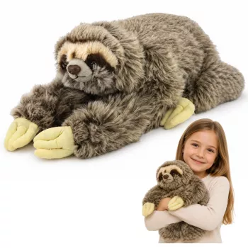 LEAN TOYS Realistisches Faultier Plüschtier mit Klett-Pfoten 34 cm