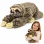 LEAN TOYS Realistisches Faultier Plüschtier mit Klett-Pfoten 34 cm