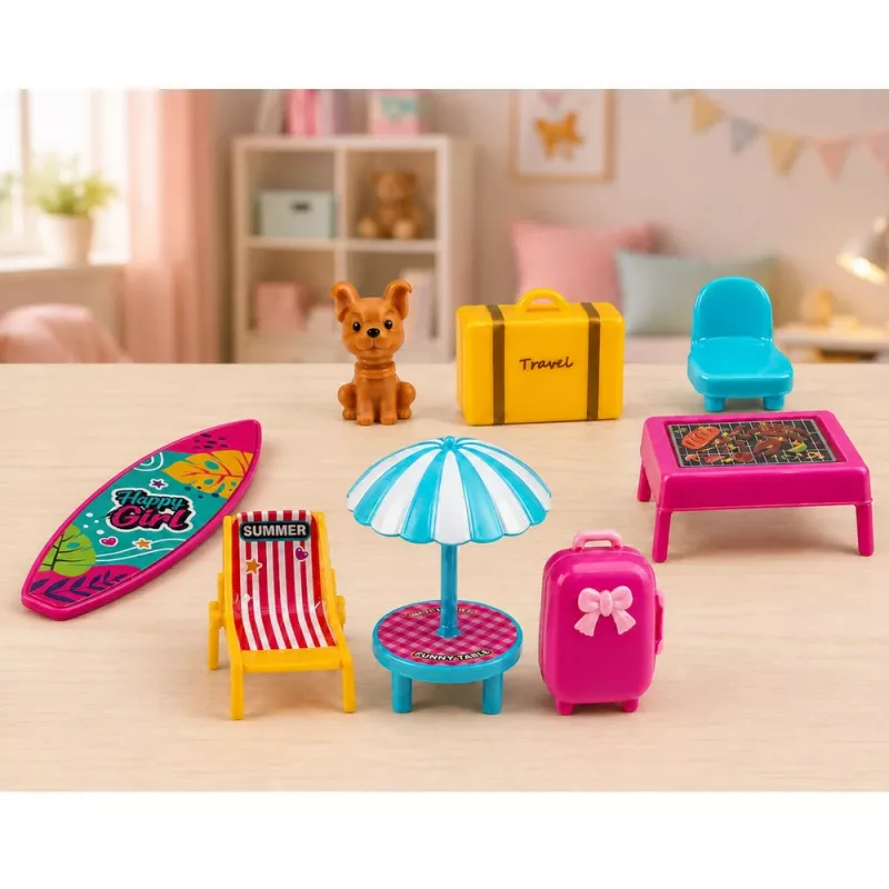 LEAN TOYS Meleks Golf-Set für Puppen mit Hund Golf-Set Urlaubs-Zubehör