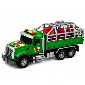 LEAN TOYS Transporter-LKW mit Käfig T-Rex Dinosaurier-Figur mit Licht und Sound 1:12