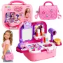 LEAN TOYS Tragbares 2-in-1 Beauty-Set mit Etui, Spiegel, Kosmetik und Zubehör, Pink