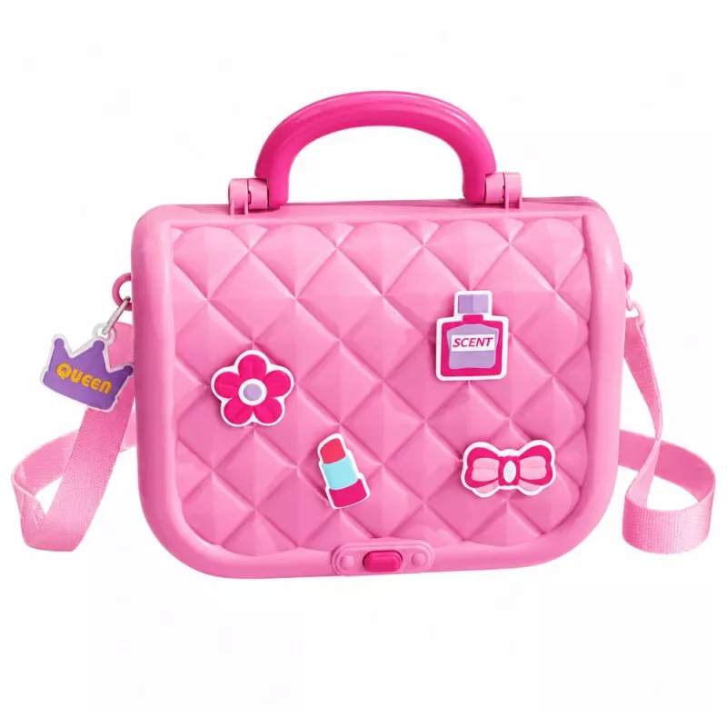 LEAN TOYS Tragbares 2-in-1 Beauty-Set mit Etui, Spiegel, Kosmetik und Zubehör, Pink