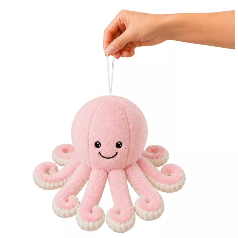 LEAN TOYS Plüsch-Oktopus mit Saugnapf, Pink, 16 cm
