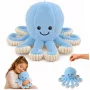 LEAN TOYS Plüsch-Oktopus Kuscheltier mit elastischen Tentakeln Blau 30 cm