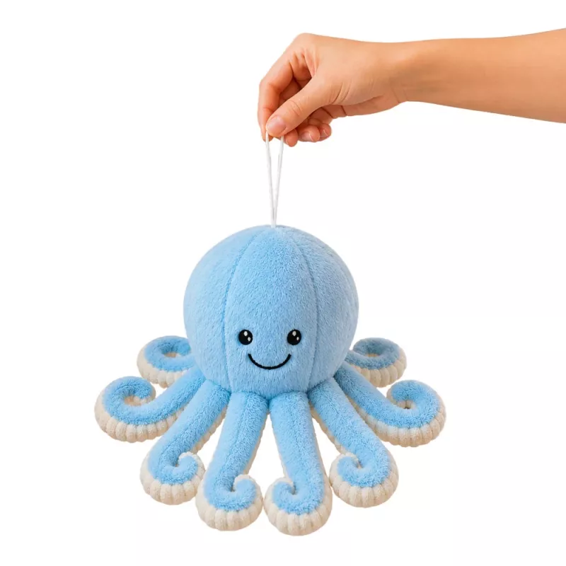 LEAN TOYS Plüsch-Oktopus Kuscheltier mit elastischen Tentakeln Blau 30 cm