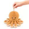 LEAN TOYS Plüsch-Oktopus Kuscheltier mit elastischen Tentakeln Beige 30 cm