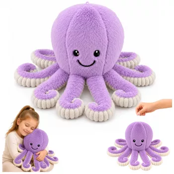 LEAN TOYS Plüsch-Oktopus Kuscheltier mit elastischen Tentakeln Lila 50 cm
