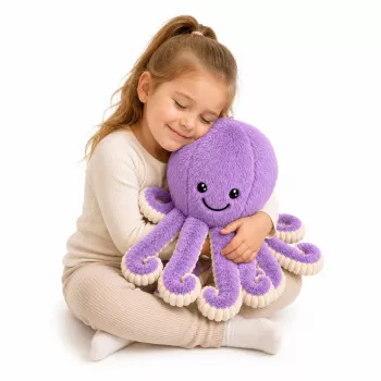LEAN TOYS Plüsch-Oktopus Kuscheltier mit elastischen Tentakeln Lila 50 cm