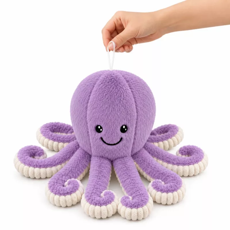 LEAN TOYS Plüsch-Oktopus Kuscheltier mit elastischen Tentakeln Lila 50 cm