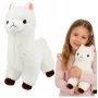 LEAN TOYS Plüsch-Alpaka-Lama weiches Fell Weiß 38 cm