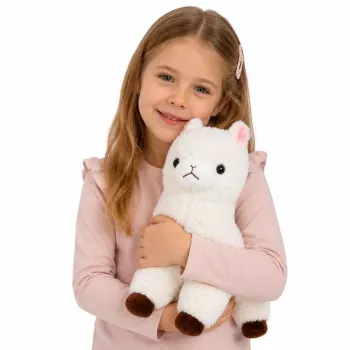 LEAN TOYS Plüsch-Alpaka-Lama weiches Fell Weiß 38 cm