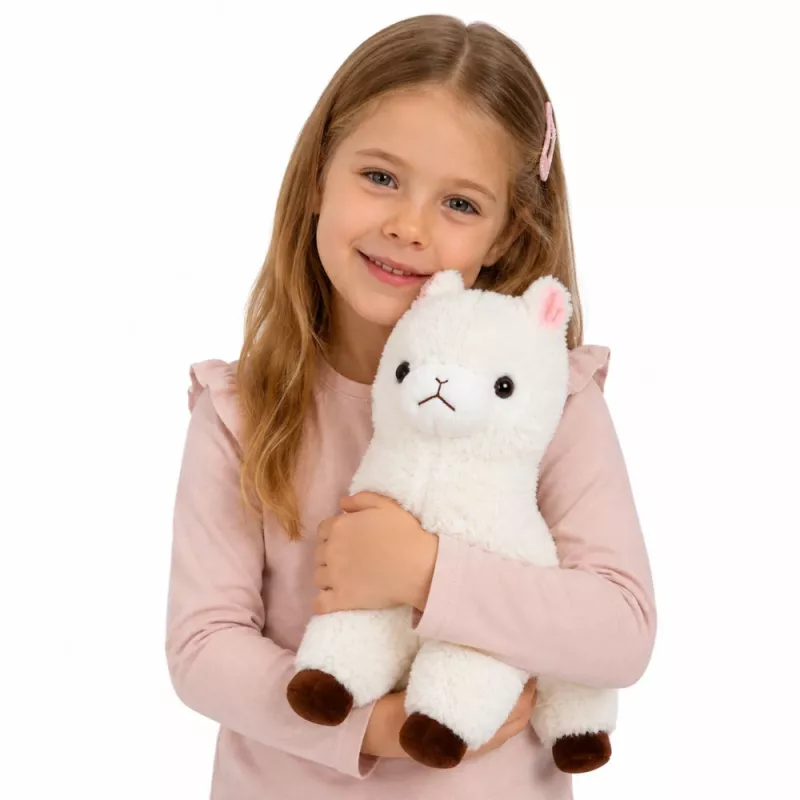 LEAN TOYS Plüsch-Alpaka-Lama weiches Fell Weiß 38 cm