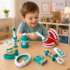 LEAN TOYS Kleines Zahnarzt-Set mit vibrierender Zahnbürste, Blau, 15 Teile