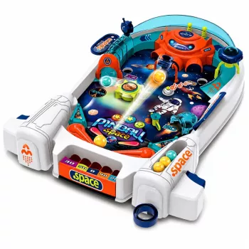 LEAN TOYS Arcade-Spiel Space Pinball Weltraum-Flipper Raketen-Hindernisse 8 Bälle