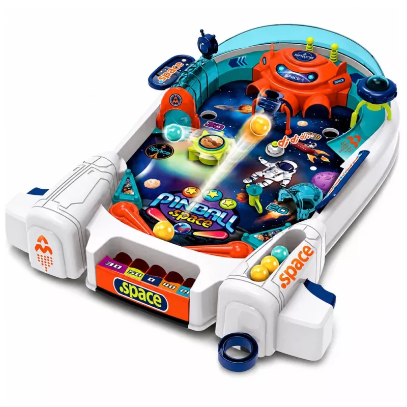 LEAN TOYS Arcade-Spiel Space Pinball Weltraum-Flipper Raketen-Hindernisse 8 Bälle