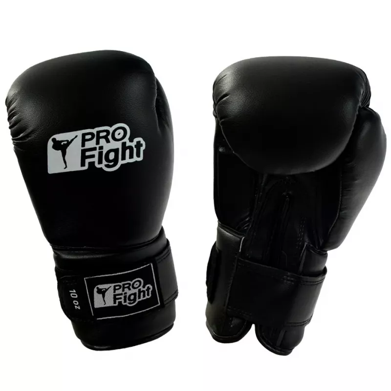 Profight Leder-Drachen-Boxhandschuhe Schwarz 12 oz