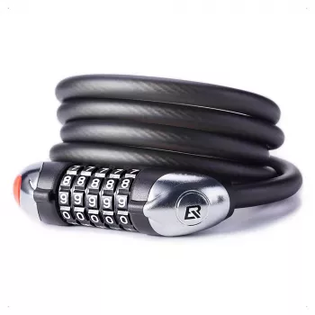 ROCKBROS RKS531 5-stelliges Zahlenschloss Fahrradschloss mit LED-Licht, 120 cm geflochtenes Stahlkabel, Schwarz