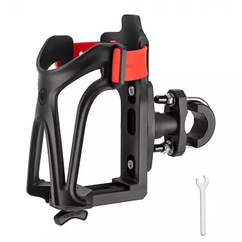 ROCKBROS Motorrad-Lenker Flaschenhalter, verstellbar 360° drehbar, Aluminiumlegierung, Schwarz/Rot