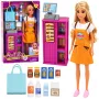 LEAN TOYS Anlily Puppe Kassiererin Verkäuferin Registrierkasse Lebensmittel Spielset