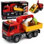 LEAN TOYS Truck Kran Müllsortierbehälter Lichter Sound Rot