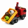 LEAN TOYS Truck Kran Müllsortierbehälter Lichter Sound Rot