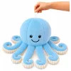LEAN TOYS Plüsch-Oktopus Kuscheltier mit elastischen Tentakeln Blau 50 cm