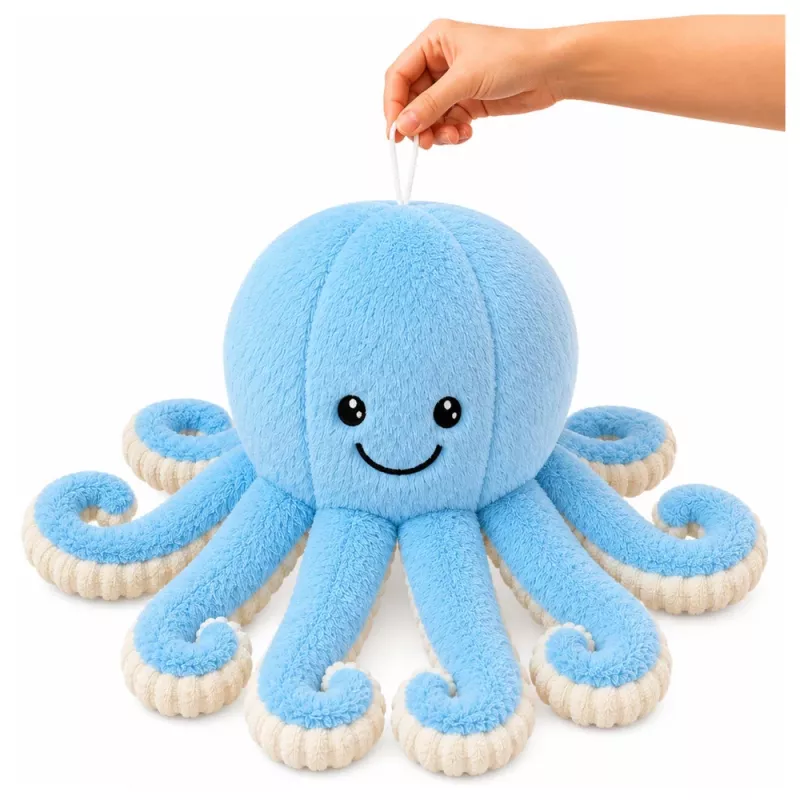 LEAN TOYS Plüsch-Oktopus Kuscheltier mit elastischen Tentakeln Blau 50 cm