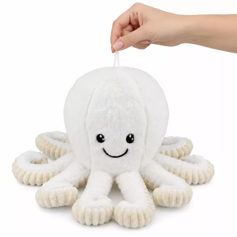LEAN TOYS Plüsch-Oktopus mit elastischen Tentakeln, Weiß, 50 cm