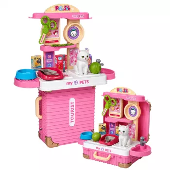 LEAN TOYS Tierarzt-Koffer Katzenpflege-Set Zubehör Weiß