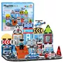 LEAN TOYS Magnetische Bausteine Polizei-Basis Fahrzeuge Polizist 44 Teile