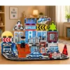 LEAN TOYS Magnetische Bausteine Polizei-Basis Fahrzeuge Polizist 44 Teile