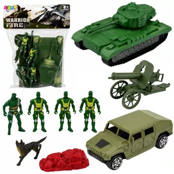 LEAN TOYS Militär-Set Soldaten Panzer Fahrzeug Gewehr 13 Teile
