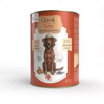 Syta Micha Getreidefreies Nassfutter für Hunde mit Truthahn, Blaubeeren und Mango - Dose 400g