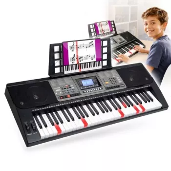 MK 816 61-Tasten elektronische MIDI-Keyboard für den Unterricht mit 128 Klängen, 128 Rhythmen, Aufnahme, LED-Anzeige, USB-MIDI, Kopfhörerausgang, Mikrofoneingang, inklusive Netzteil