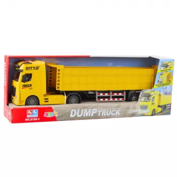 LEAN TOYS Transport-LKW mit hebebarem Anhänger, Licht und Sound, Gelb