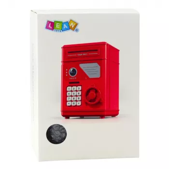 LEAN TOYS Elektronischer Safe ATM-Sparschwein mit PIN für Kinder, Grau