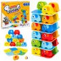 LEAN TOYS Elefantenturm Geschicklichkeitsspiel Balancierende Elefanten mit farbigen Karten 46 Teile