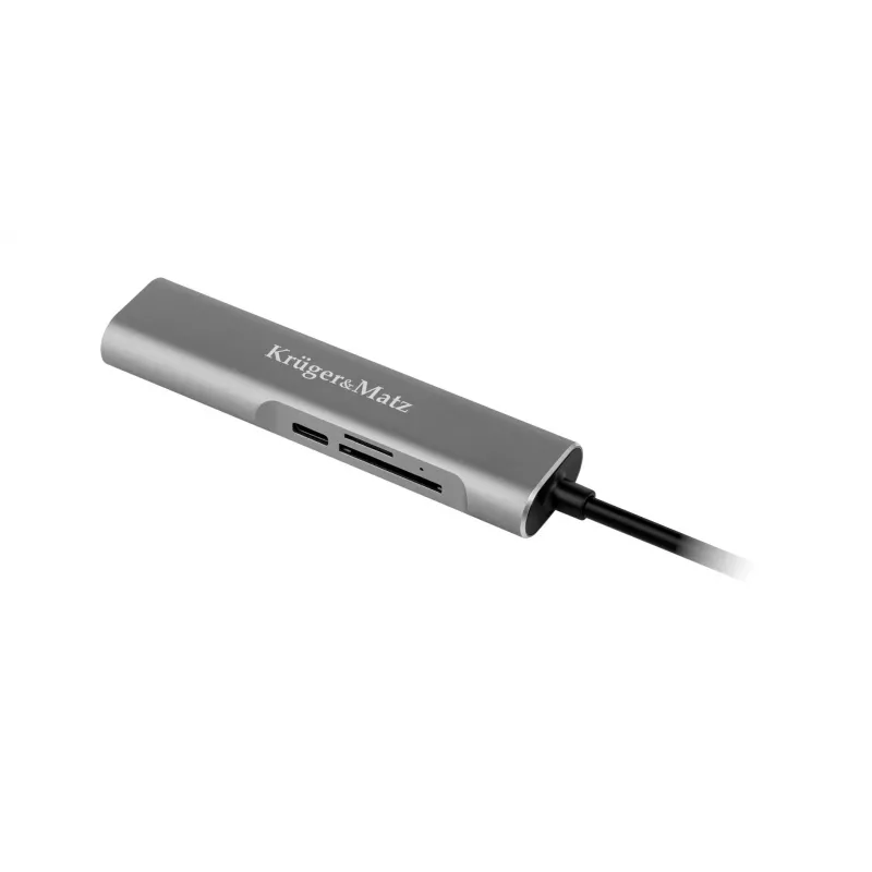 KRUGER & MATZ KM0390 USB-C-Hub mit 4K-HDMI, 2x USB 3.0, SD-/MicroSD-Kartenleser und 100W Power Delivery