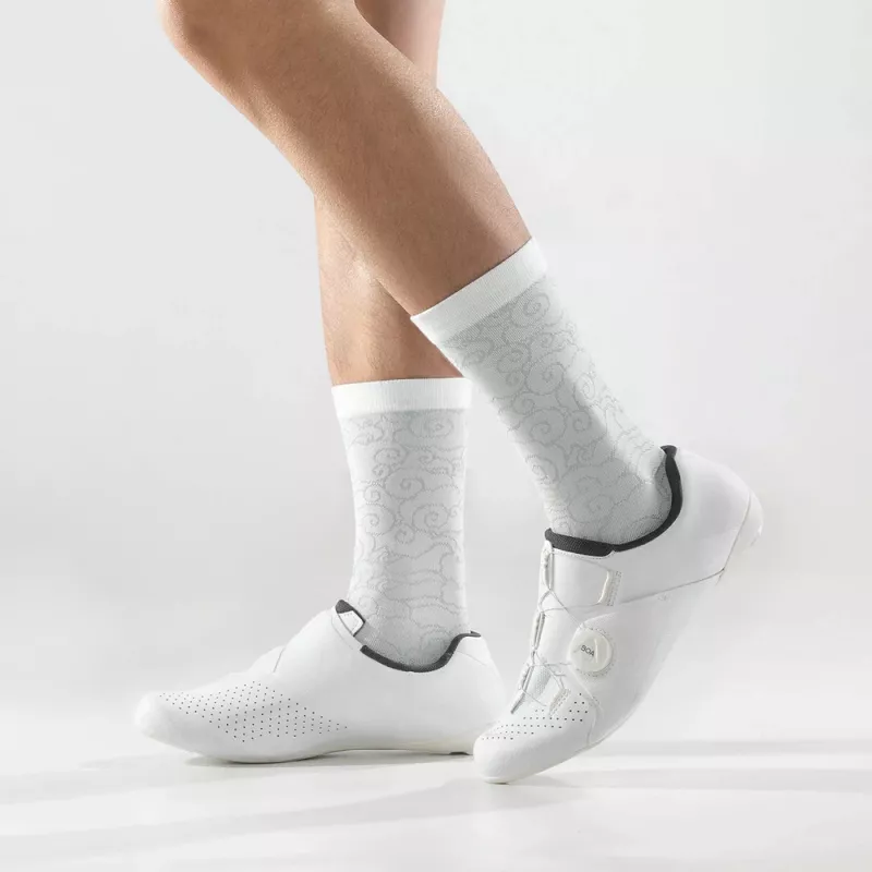 ROCKBROS Road to Sky Fahrradsocken Weiß 43-46 (1 Paar) – Atmungsaktive Unisex-Wadenlange Socken