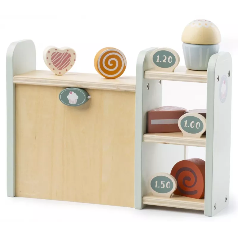 PROMIS Holz-Registrierkasse für Kinder – Rollenspiel-Ladenkasse mit Spielgeld, Scanner & Kreditkarte