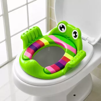 LEAN TOYS Toiletensitzbezug für Kinder, weicher Sitz mit Griffen, Grün
