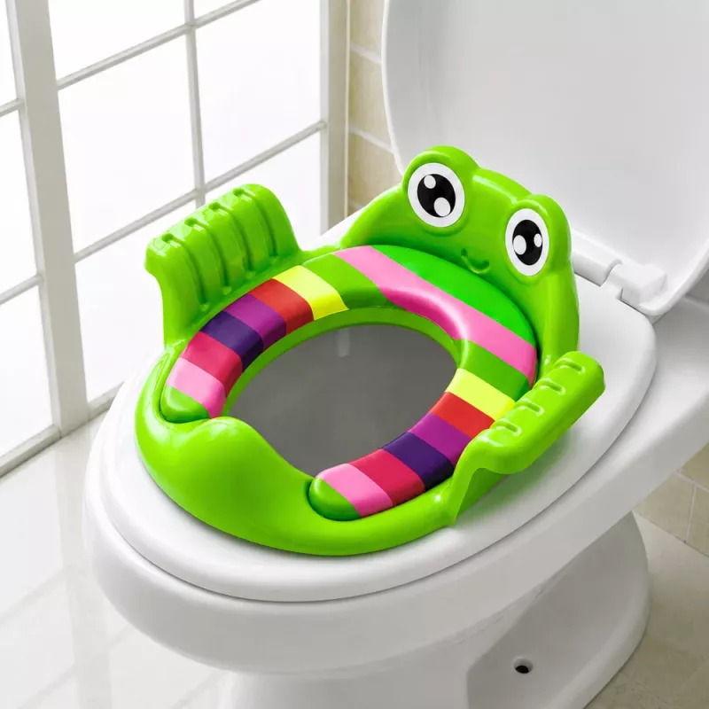 LEAN TOYS Toiletensitzbezug für Kinder, weicher Sitz mit Griffen, Grün