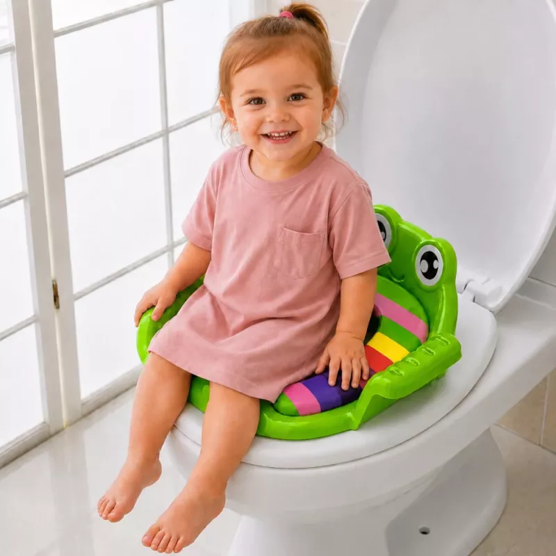 LEAN TOYS Toiletensitzbezug für Kinder, weicher Sitz mit Griffen, Grün