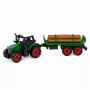 LEAN TOYS Landwirtschaftlicher Traktor mit Holztransporter, Rückziehmotor, Ballen, 35 cm