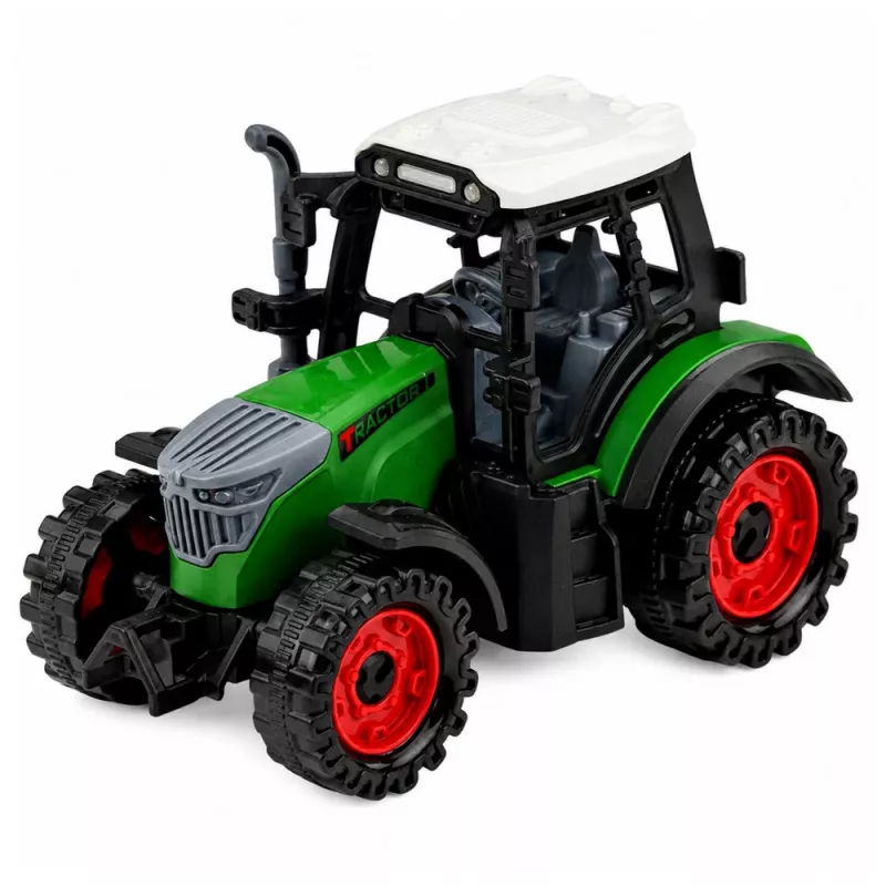 LEAN TOYS Landwirtschaftlicher Traktor mit Holztransporter, Rückziehmotor, Ballen, 35 cm