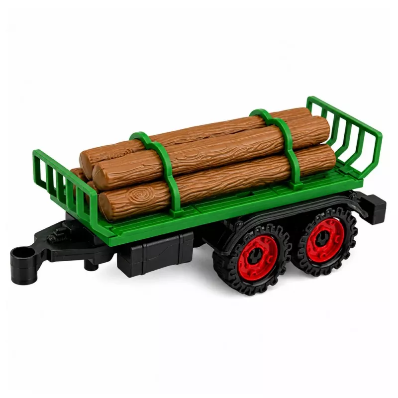 LEAN TOYS Landwirtschaftlicher Traktor mit Holztransporter, Rückziehmotor, Ballen, 35 cm