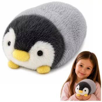 LEAN TOYS Plüschpinguin weiches Plüschtier Weiß und Grau 16 cm