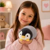 LEAN TOYS Plüschpinguin weiches Plüschtier Weiß und Grau 16 cm