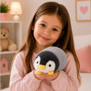 LEAN TOYS Plüschpinguin weiches Plüschtier Weiß und Grau 16 cm