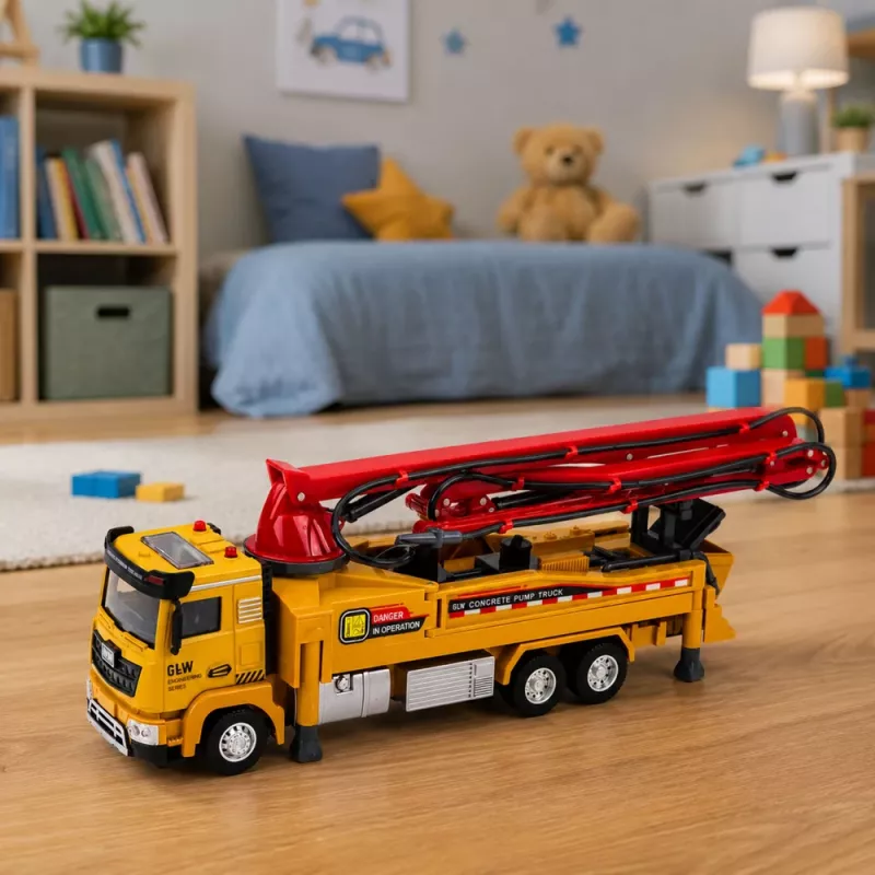 LEAN TOYS Betonpumpen-LKW RC-Spielzeug mit Lichtern, Geräuschen, Wasserspray, Maßstab 1:40